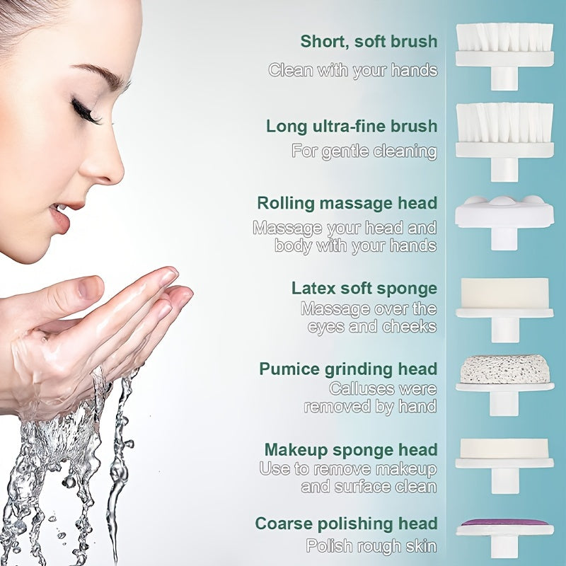 7-in-1 Electric Facial Cleansing Brush - Deep Cleansing & Exfoliating Face Scrubber