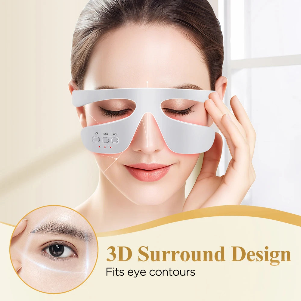 New Visual 3D Eye Massager Red Light Relief Eye Fatigue Vibration Massage Eye Muscle Relaxation Beauty Tool Remove Dark Circles