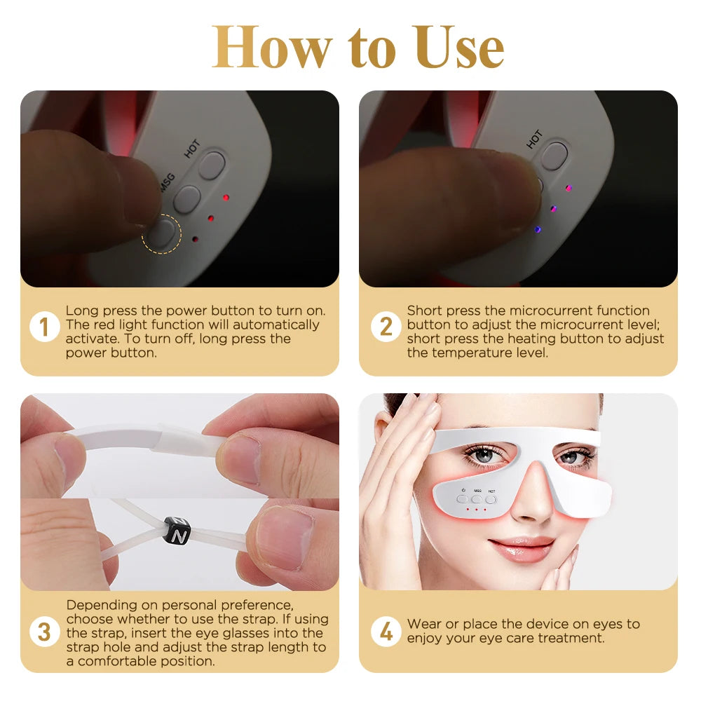 New Visual 3D Eye Massager Red Light Relief Eye Fatigue Vibration Massage Eye Muscle Relaxation Beauty Tool Remove Dark Circles