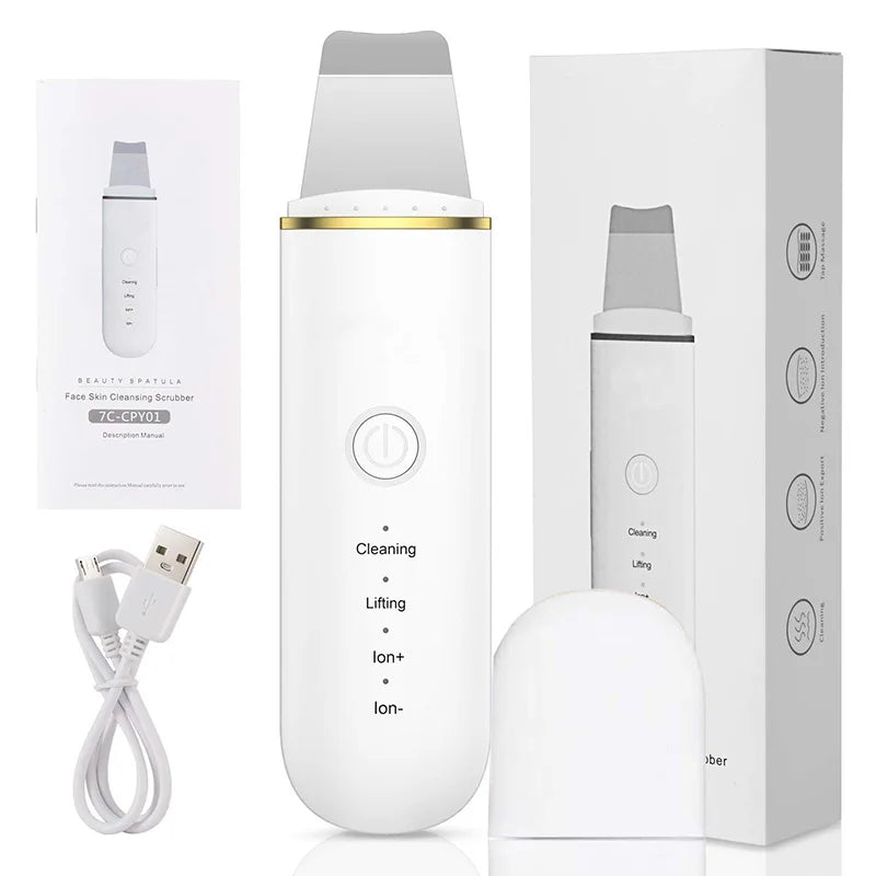 Ultrasonic Skin Scrubber Cosmetic Instrument Deep Cleansing Ultrasonic Cleansing Cavitation Peeling Shovel Rechargeable