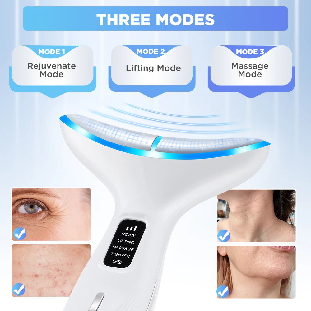 Microcurrent Neck Firming Device - 3 Massage Modes for Lifting & Tightening
