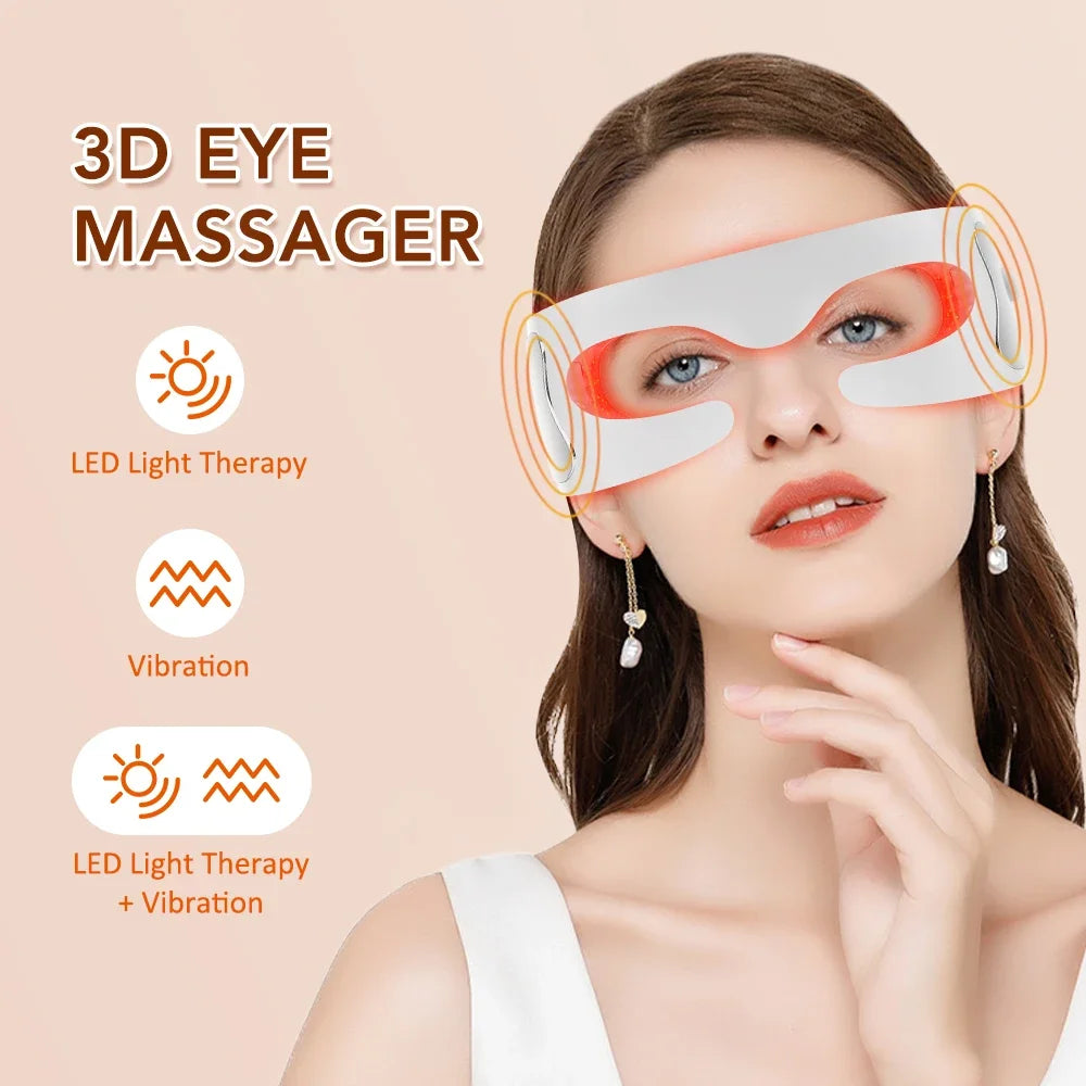 New Visual 3D Eye Massager Red Light Relief Eye Fatigue Vibration Massage Eye Muscle Relaxation Beauty Tool Remove Dark Circles