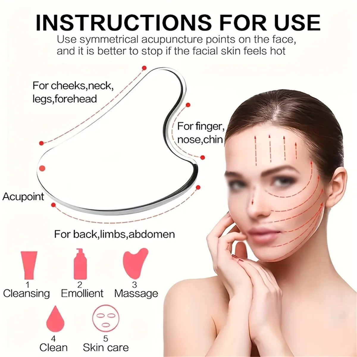 Gua Sha Facial Massage Stainless Steel Gua Sha Massage Tool Anti-Aging Firming Face Cooling Eye SPA Body Massage Tool