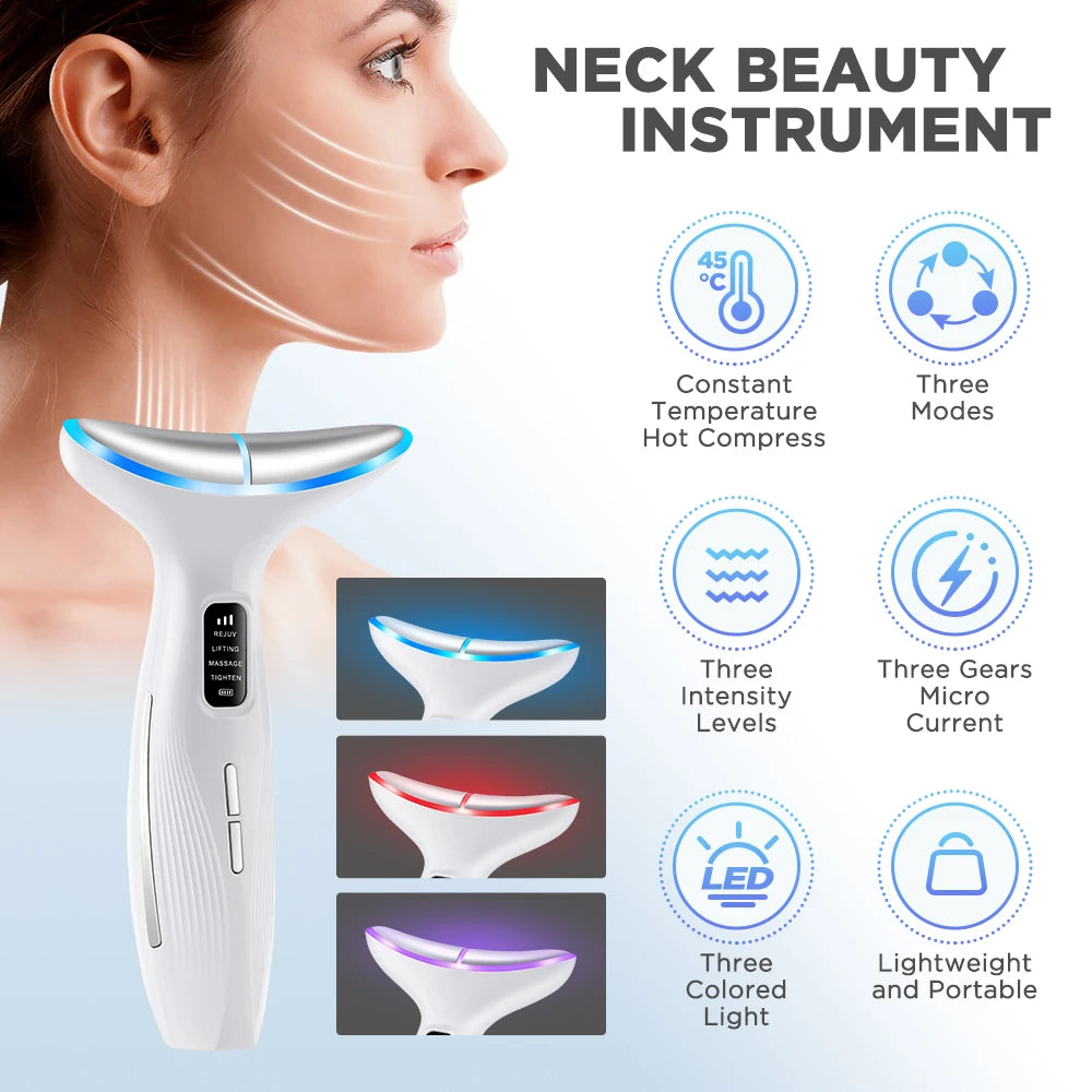 Microcurrent Neck Firming Device - 3 Massage Modes for Lifting & Tightening