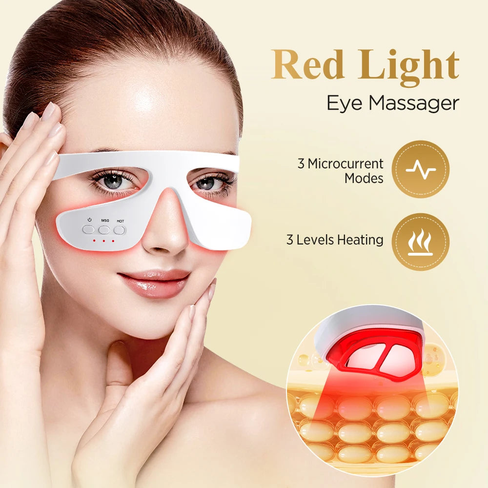 New Visual 3D Eye Massager Red Light Relief Eye Fatigue Vibration Massage Eye Muscle Relaxation Beauty Tool Remove Dark Circles
