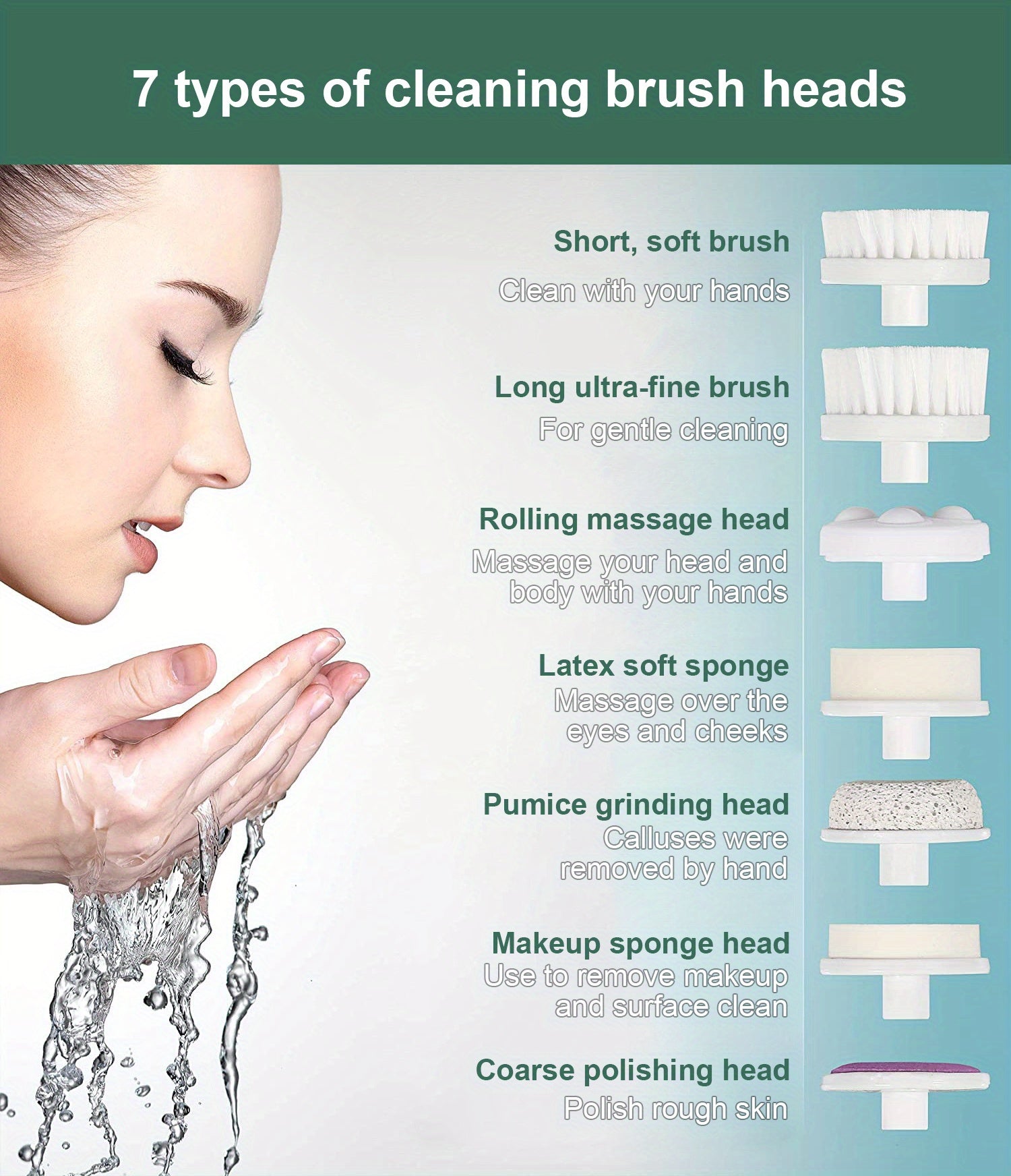 7-in-1 Electric Facial Cleansing Brush - Deep Cleansing & Exfoliating Face Scrubber
